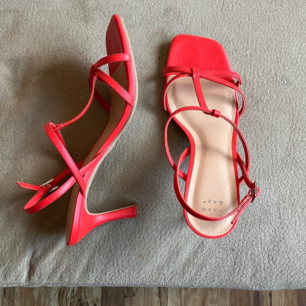 Red Strappy Heeled Sandals-Brand New!